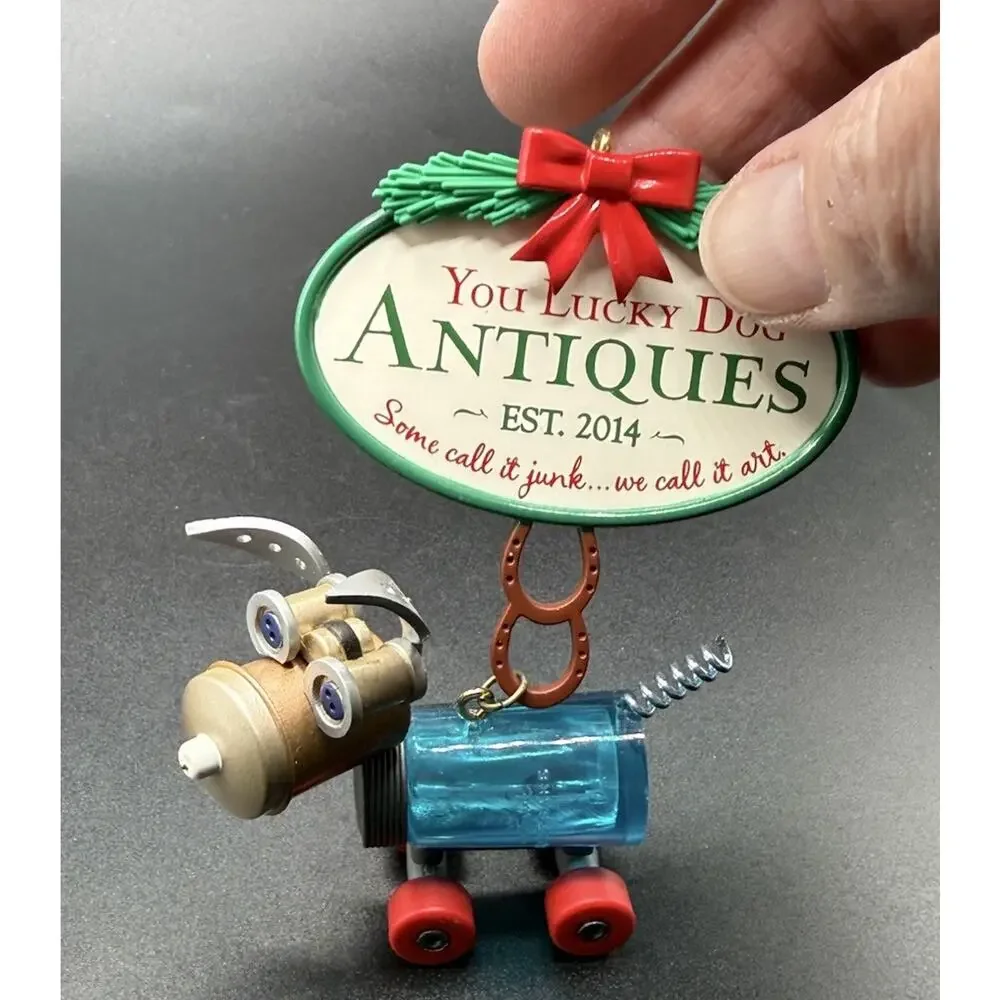Hallmark YOU LUCKY Dog ANTIQUES Mason Jar Ornament Steampunk No Box Lo16